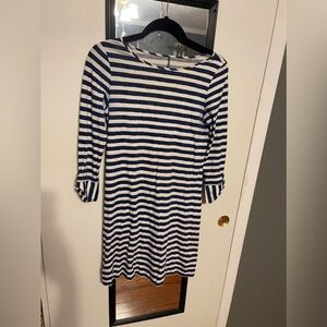 Lilly Pulitzer Blue and White Cuffed 3/4 Sleeve Dress